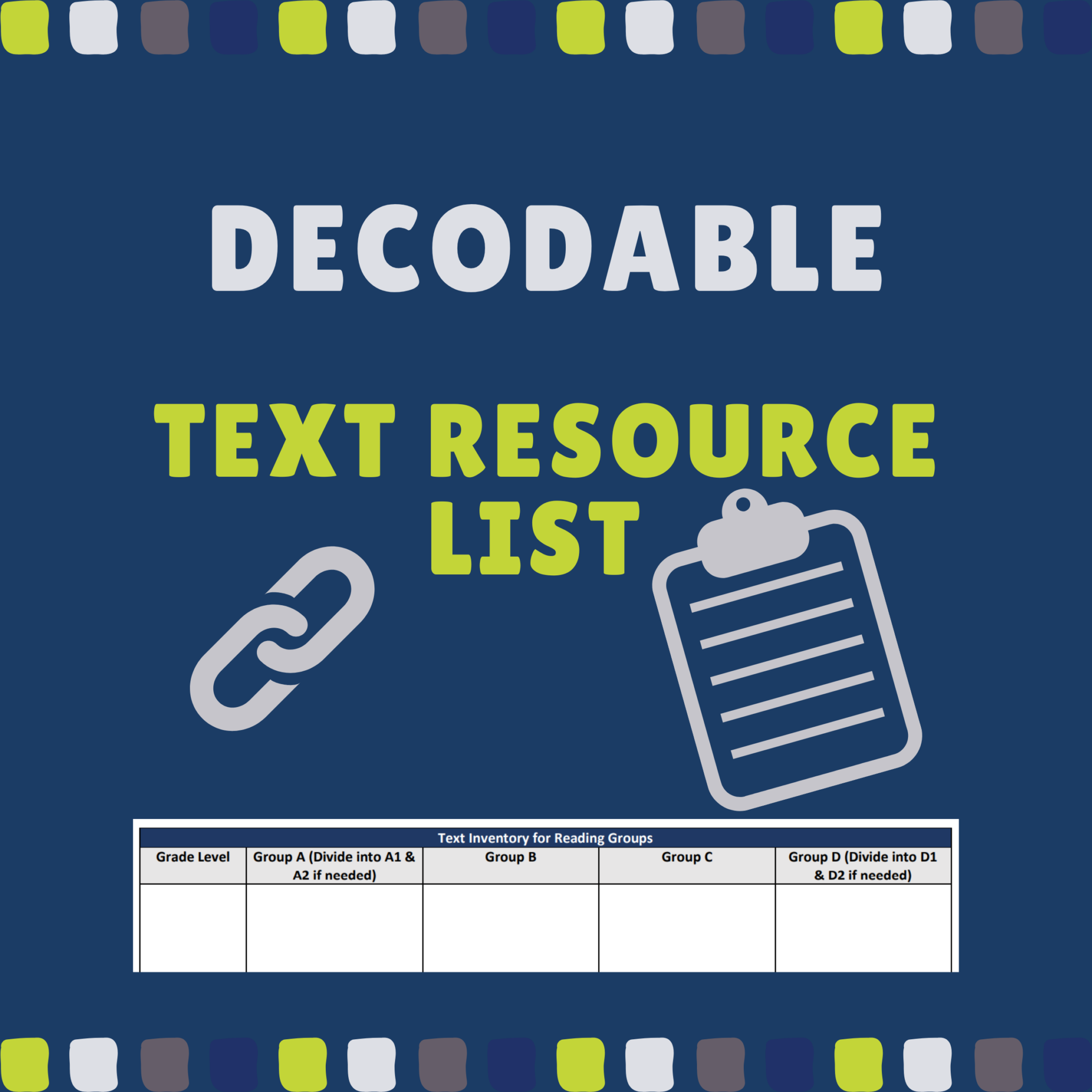 Decodable Text Resource List and Template STRIVE TLC